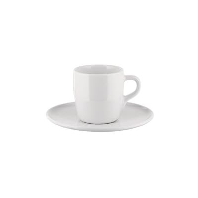 Alessi Itsumo Set de Una Tacita de Café de Diseño, con Platillo, Uso Diario, Estética Minimalista, en Porcelana Blanca, Diámetro 12.5 cm Alessi Itsumo Set de Una Tacita de Café de Diseño, con Platillo, Uso Diario, Estética Minimalista, en Porcelana Blanca, Diámetro 12.5 cm