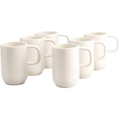 Creatable , Serie Uno Offwhite Juego de vajilla de 6 piezas para 6 personas, taza de café de gres, apta para lavavajillas y microondas, fabricada en Portugal Creatable , Serie Uno Offwhite Juego de vajilla de 6 piezas para 6 personas, taza de café de gres, apta para lavavajillas y microondas, fabricada en Portugal