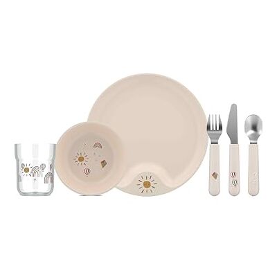 Mepal Juego de vajilla para niños 6 piezas Mio Incluye plato, cuenco, taza y cubiertos Apto para lavavajillas Sunshine & Rainbow Mepal Juego de vajilla para niños 6 piezas Mio Incluye plato, cuenco, taza y cubiertos Apto para lavavajillas Sunshine & Rainbow
