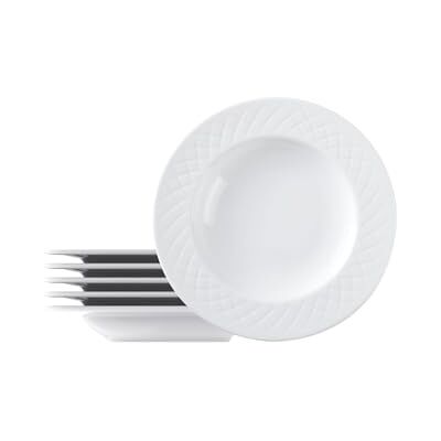 Tramontina Juego de Platos Hondo de Porcelana Blanca Ingrid 23 cm 6 piezas Tramontina Juego de Platos Hondo de Porcelana Blanca Ingrid 23 cm 6 piezas