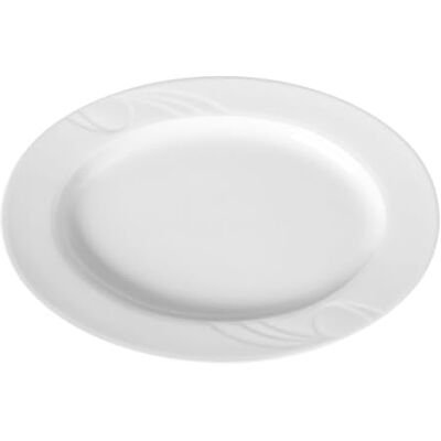 HENDI Plato ovalado, bordes reforzados, esmalte de calidad, resistente a los impactos y al desgaste, apto para el microondas y el lavavajillas, 340x235mm, porcelana blanca HENDI Plato ovalado, bordes reforzados, esmalte de calidad, resistente a los impactos y al desgaste, apto para el microondas y el lavavajillas, 340x235mm, porcelana blanca