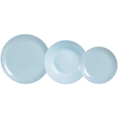 Luminarc Vajilla opal 18 piezas para 6 personas Azul, diseño redondo, acabado brillo, vidrio opal, apilable, fabricada en Francia, apta para microondas y frigorífico Luminarc Vajilla opal 18 piezas para 6 personas Azul, diseño redondo, acabado brillo, vidrio opal, apilable, fabricada en Francia, apta para microondas y frigorífico
