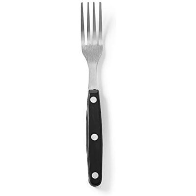 HENDI Tenedores para carne tipo steak, con mango negro Juego de 6 piezas, longitud 200mm, acero inoxidable y ABS HENDI Tenedores para carne tipo steak, con mango negro Juego de 6 piezas, longitud 200mm, acero inoxidable y ABS