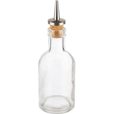 APS Botella de vinagre y aceite de 5 cm de diámetro, altura de 15,5 cm, 100 ml, recipiente de cristal, boquilla de corcho/acero inoxidable APS Botella de vinagre y aceite de 5 cm de diámetro, altura de 15,5 cm, 100 ml, recipiente de cristal, boquilla de corcho/acero inoxidable