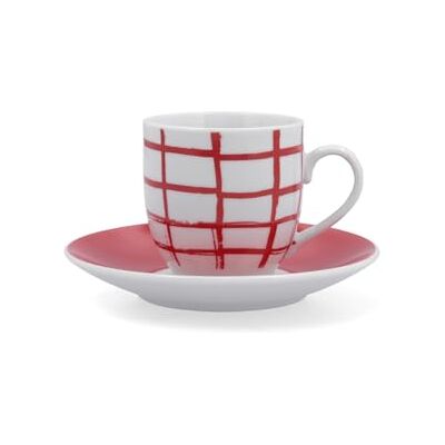 Quid Set de 6 Tazas Con Plato de Porcelana 9cl Rojo, Porcelana, forma redondo, acabado decorado, 9cl Quid Set de 6 Tazas Con Plato de Porcelana 9cl Rojo, Porcelana, forma redondo, acabado decorado, 9cl