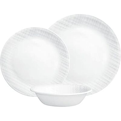 Corelle Vitrelle Juego de vajilla - 12 piezas, vidrio reciclado para 4 personas Corelle Vitrelle Juego de vajilla - 12 piezas, vidrio reciclado para 4 personas