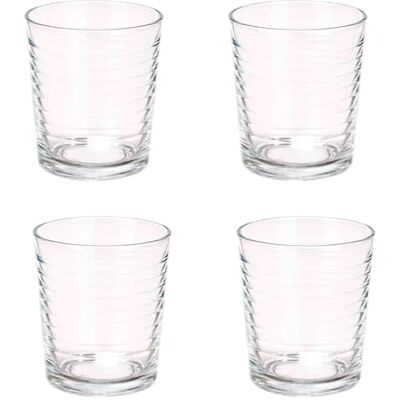 San Ignacio Set 4 vasos vidrio rayas 360 ml colección VIVALTO San Ignacio Set 4 vasos vidrio rayas 360 ml colección VIVALTO