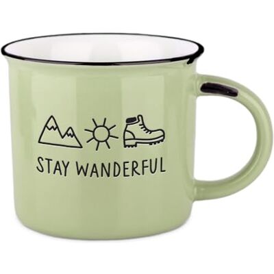 Grafik Werkstatt Taza de café vintage Taza de cerámica para regalar 400 ml Bergglück Stay wonderful Grafik Werkstatt Taza de café vintage Taza de cerámica para regalar 400 ml Bergglück Stay wonderful