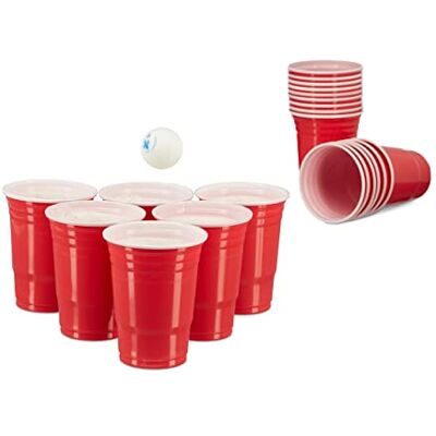 Relaxdays Vasos Beer Pong, Pack 50 Unidades, para Fiestas, Plástico, 16 oz, para Bebidas o Cerveza o Cócteles, Rojo Relaxdays Vasos Beer Pong, Pack 50 Unidades, para Fiestas, Plástico, 16 oz, para Bebidas o Cerveza o Cócteles, Rojo