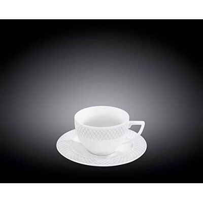 Wilmax Juego de Tazas de café y platillos (Porcelana, 90 ml), Color Blanco Wilmax Juego de Tazas de café y platillos (Porcelana, 90 ml), Color Blanco