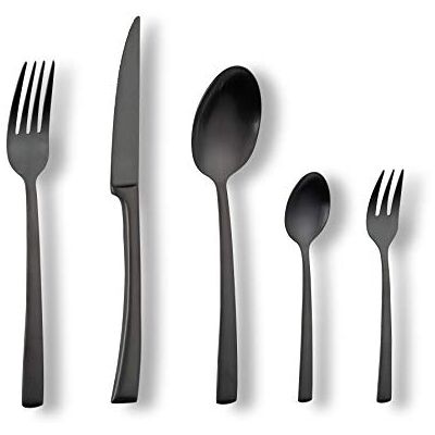 ECHTWERK Avelino Black Edition Cubertería de 20 piezas para hasta 4 personas, acero inoxidable 18/10, mate, juego de cubertería de alta calidad, para mesa de comedor, decoración de mesa para bodas y ECHTWERK Avelino Black Edition Cubertería de 20 piezas para hasta 4 personas, acero inoxidable 18/10, mate, juego de cubertería de alta calidad, para mesa de comedor, decoración de mesa para bodas y