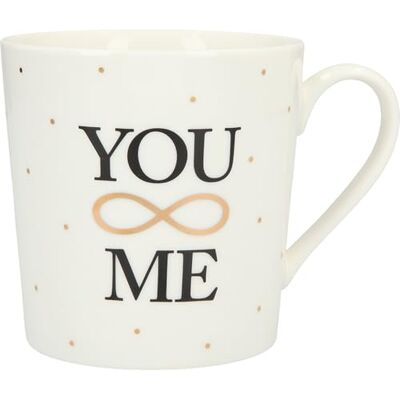 Depesche Taza de porcelana con asa (300 ml), diseño con texto You me, multicolor Depesche Taza de porcelana con asa (300 ml), diseño con texto You me, multicolor