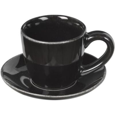 Broste Copenhagen Nordic Coal Taza de café espresso con platillo de gres en color negro, 5,5 x 5 cm Broste Copenhagen Nordic Coal Taza de café espresso con platillo de gres en color negro, 5,5 x 5 cm