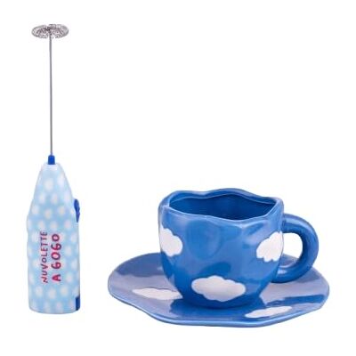 Tivoli More Amor Nuvole Juego de desayuno, café y taza con plato de cerámica Tivoli More Amor Nuvole Juego de desayuno, café y taza con plato de cerámica