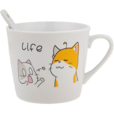 lachineuse – Taza de porcelana de gato Happy & sa cuchara – Duo gatos – Colección Life – 200 ml – Petit Déj & Pause Relax – Café, té, chocolate caliente – Idea de regalo Asia, China, Japón – Blanco lachineuse – Taza de porcelana de gato Happy & sa cuchara – Duo gatos – Colección Life – 200 ml – Petit Déj & Pause Relax – Café, té, chocolate caliente – Idea de regalo Asia, China, Japón – Blanco