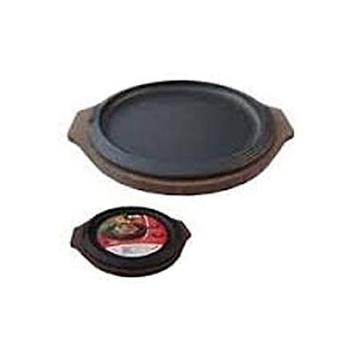 Plato de servicio redondo de hierro fundido esmaltado con bandeja de madera - Plato de servicio Plato de servicio redondo de hierro fundido esmaltado con bandeja de madera - Plato de servicio
