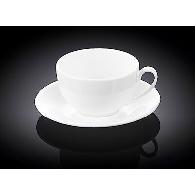 Wilmax Juego de Tazas de té y platillos (Porcelana, 250 ml, 2 Unidades), Color Blanco Wilmax Juego de Tazas de té y platillos (Porcelana, 250 ml, 2 Unidades), Color Blanco