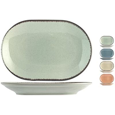 H&H Plato ovalado de porcelana, multicolor, 36 cm, porcelana H&H Plato ovalado de porcelana, multicolor, 36 cm, porcelana