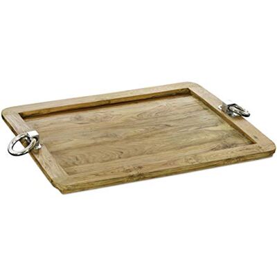 EDZARD Bandeja de Servicio Osgard de Teca con Asas de Acero Inoxidable, Rectangular, 61 x 44 cm EDZARD Bandeja de Servicio Osgard de Teca con Asas de Acero Inoxidable, Rectangular, 61 x 44 cm