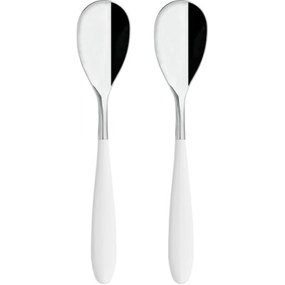 Grunwerg Rockingham Forge Juego de 2 cucharas de mesa de acero inoxidable, mango blanco de plástico PBT 18/10 Grunwerg Rockingham Forge Juego de 2 cucharas de mesa de acero inoxidable, mango blanco de plástico PBT 18/10