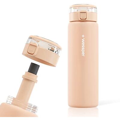 Wessper botella de vidrio, con tapón, sin BPA con filtro, deportiva de vidrio 680 ml, botella con filtro para exterior beige Wessper botella de vidrio, con tapón, sin BPA con filtro, deportiva de vidrio 680 ml, botella con filtro para exterior beige