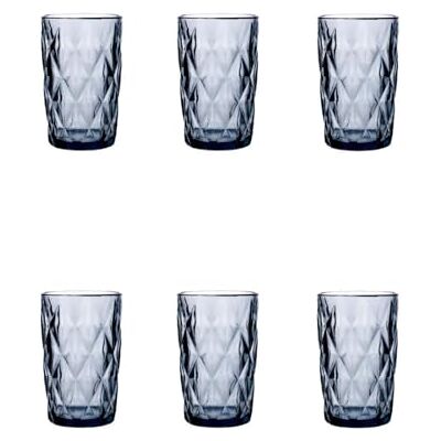 Quid Set de 6 vasos altos de vidrio 40 cl Azul, Vidrio, formato alto, acabado con relieve, 6 piezas Quid Set de 6 vasos altos de vidrio 40 cl Azul, Vidrio, formato alto, acabado con relieve, 6 piezas