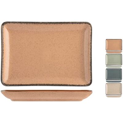 H&H Plato rectangular de porcelana, multicolor, 17 x 23 cm, Porcelain H&H Plato rectangular de porcelana, multicolor, 17 x 23 cm, Porcelain