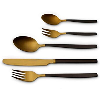 ECHTWERK "Positano Due" Edición oro/negro, Para hasta 6 personas, 30 piezas, Inkl. caja de regalo, Acero inoxidable 18/10 ECHTWERK "Positano Due" Edición oro/negro, Para hasta 6 personas, 30 piezas, Inkl. caja de regalo, Acero inoxidable 18/10