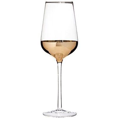 Premier Housewares – Copas de Vino de Horizonte, Claro/Oro, 8 x 8 x 26 cm, Juego de 4 Premier Housewares – Copas de Vino de Horizonte, Claro/Oro, 8 x 8 x 26 cm, Juego de 4