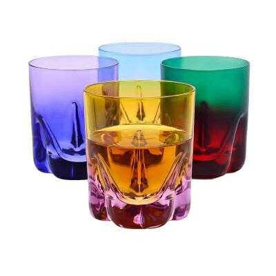 Krosno – Vasos de Whisky, Bebidas y Cócteles 250 ml – Set de 4 unidades en 4 colores únicos – Colección Aurora – Cristal sin Plomo – Pintados a Mano Krosno – Vasos de Whisky, Bebidas y Cócteles 250 ml – Set de 4 unidades en 4 colores únicos – Colección Aurora – Cristal sin Plomo – Pintados a Mano