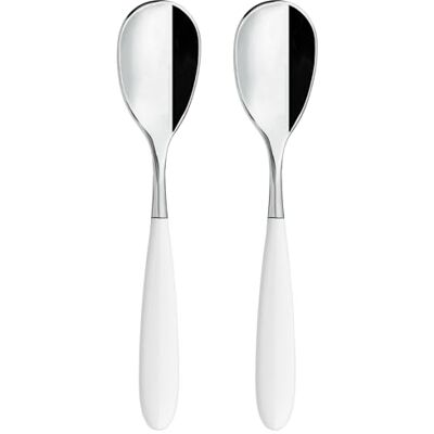 Grunwerg Yin & Yang Cucharas para café, acero inoxidable 18/10, juego de 2, mangos blancos Grunwerg Yin & Yang Cucharas para café, acero inoxidable 18/10, juego de 2, mangos blancos