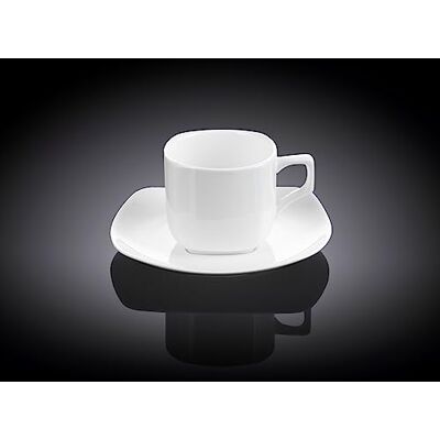 Wilmax Juego de Tazas de café y platillos (Porcelana, 90 ml, 6 Unidades), Color Blanco Wilmax Juego de Tazas de café y platillos (Porcelana, 90 ml, 6 Unidades), Color Blanco