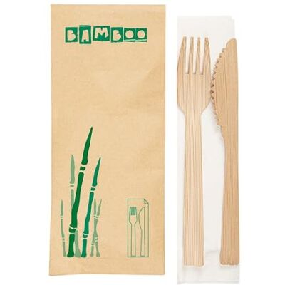 Garcia de Pou García de Pou 50 Unidades Set Tenedor, Cuchillo + Servilleta Enfundados 17 Cm Natural Bambú Garcia de Pou García de Pou 50 Unidades Set Tenedor, Cuchillo + Servilleta Enfundados 17 Cm Natural Bambú