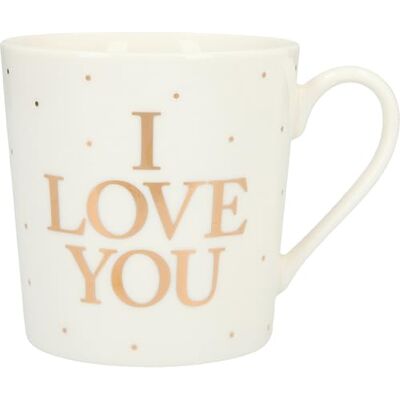 Depesche Taza con asa (porcelana, 300 ml), diseño con texto I Love You, multicolor Depesche Taza con asa (porcelana, 300 ml), diseño con texto I Love You, multicolor