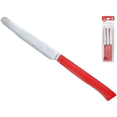 HOME 0 Cuchillos de Mesa con Punta Dentada, Paquete de 6 Unidades, Acero Inoxidable, Rojo, 29 x 2 x 8 cm, 6 Unidades HOME 0 Cuchillos de Mesa con Punta Dentada, Paquete de 6 Unidades, Acero Inoxidable, Rojo, 29 x 2 x 8 cm, 6 Unidades