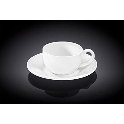 Wilmax Juego de Tazas de café y platillos (Porcelana, 100 ml, 2 Unidades), Color Blanco Wilmax Juego de Tazas de café y platillos (Porcelana, 100 ml, 2 Unidades), Color Blanco