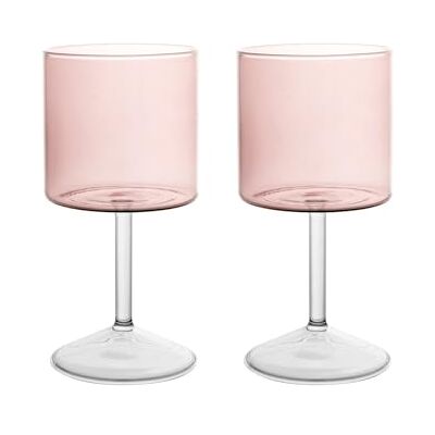 H&H Set de 2 Copas Daylight Rosa 23 cl – Copas de Diseño en Vidrio Borosilicato, Pie y Tallo Transparente, Elegantes, Aptas para Lavavajillas H&H Set de 2 Copas Daylight Rosa 23 cl – Copas de Diseño en Vidrio Borosilicato, Pie y Tallo Transparente, Elegantes, Aptas para Lavavajillas