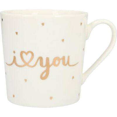 Depesche Taza con asa (porcelana, 300 ml), diseño con texto I love you, multicolor Depesche Taza con asa (porcelana, 300 ml), diseño con texto I love you, multicolor