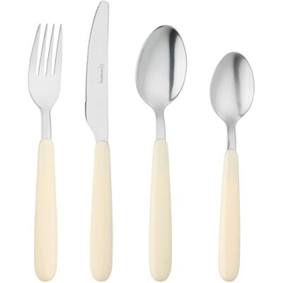 Grunwerg Bistro Cubiertos, Juego de 24 piezas, Acero inoxidable 18/0, Mango redondeado, Blanco Grunwerg Bistro Cubiertos, Juego de 24 piezas, Acero inoxidable 18/0, Mango redondeado, Blanco