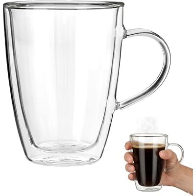 Premier Housewares – Taza de Doble Pared, Cristal, 330 ml, 9 x 12 x 12 cm Premier Housewares – Taza de Doble Pared, Cristal, 330 ml, 9 x 12 x 12 cm
