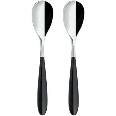 Grunwerg Yin and Yang Cucharas soperas, acero inoxidable 18/10, juego de 2, mangos negros Grunwerg Yin and Yang Cucharas soperas, acero inoxidable 18/10, juego de 2, mangos negros