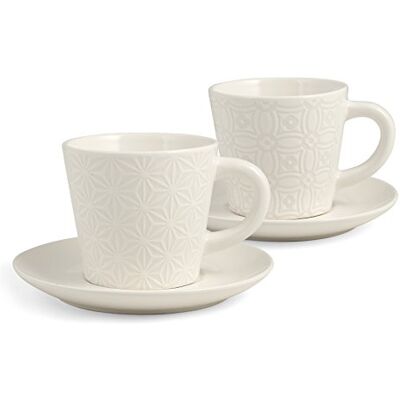 H&H Silhoulette Juego de 2 Tazas Jumbo con Plato, de gres Blanco, 30 x 21 x 11 cm H&H Silhoulette Juego de 2 Tazas Jumbo con Plato, de gres Blanco, 30 x 21 x 11 cm