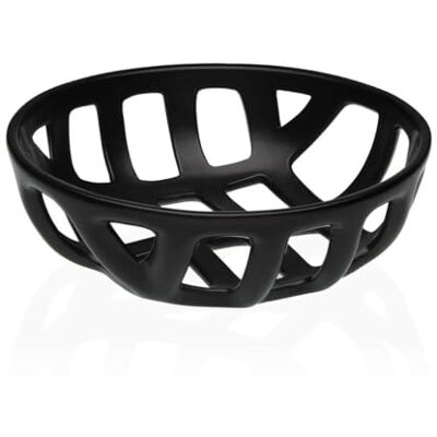 Versa Frutero Negro Cerámica Dolomita 26,4 x 8,5 x 26,4 cm Versa Frutero Negro Cerámica Dolomita 26,4 x 8,5 x 26,4 cm