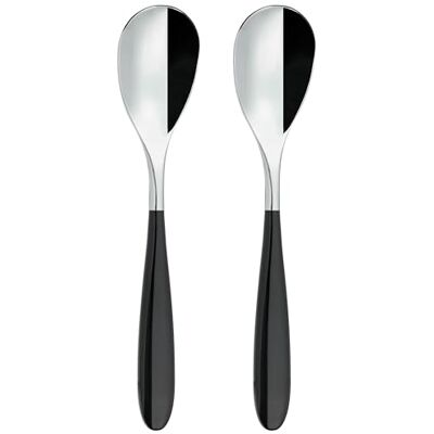 Grunwerg Rockingham Forge Juego de 2 cucharas de postre de acero inoxidable, mango de plástico PBT negro 18/10 Grunwerg Rockingham Forge Juego de 2 cucharas de postre de acero inoxidable, mango de plástico PBT negro 18/10