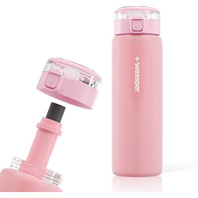 Wessper botella de vidrio, con tapón, sin BPA con filtro, deportiva de vidrio 680 ml, botella con filtro para exterior rosa Wessper botella de vidrio, con tapón, sin BPA con filtro, deportiva de vidrio 680 ml, botella con filtro para exterior rosa