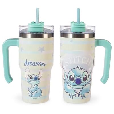 H&H Taza térmica con pajita Stitch Dreamer – Vaso térmico 0,6 l, acero inoxidable, aislamiento térmico de doble pared, reutilizable, antigoteo, ideal para la escuela, oficina, deportes y viajes H&H Taza térmica con pajita Stitch Dreamer – Vaso térmico 0,6 l, acero inoxidable, aislamiento térmico de doble pared, reutilizable, antigoteo, ideal para la escuela, oficina, deportes y viajes