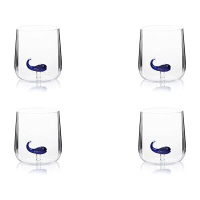 Excelsa Inside Juego de 4 vasos de vidrio borosilicato decorados a mano con objetos interiores al vaso, transparentes, 450 ml (ballena) Excelsa Inside Juego de 4 vasos de vidrio borosilicato decorados a mano con objetos interiores al vaso, transparentes, 450 ml (ballena)