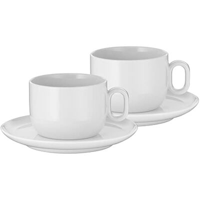 WMF Barista Juego de 4 tazas de café de 160 ml con platillos para capuchino, porcelana, vaso de café, tazas de café, aptas para lavavajillas WMF Barista Juego de 4 tazas de café de 160 ml con platillos para capuchino, porcelana, vaso de café, tazas de café, aptas para lavavajillas