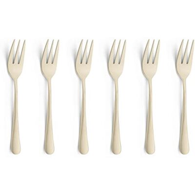 Amefa Austin Juego de 6 Tenedores de Postre diseño Elegante 6 Tenedores de Acero Inoxidable con Acabado PVD champán Satinado 14,3 cm Inoxidable y Apto para lavavajillas Amefa Austin Juego de 6 Tenedores de Postre diseño Elegante 6 Tenedores de Acero Inoxidable con Acabado PVD champán Satinado 14,3 cm Inoxidable y Apto para lavavajillas
