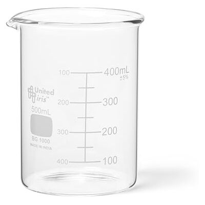 United Vaso de precipitados de 500 ml, grifo de forma baja, vidrio borosilicato 3.3, doble escala, graduado, , paquete de 6 United Vaso de precipitados de 500 ml, grifo de forma baja, vidrio borosilicato 3.3, doble escala, graduado, , paquete de 6